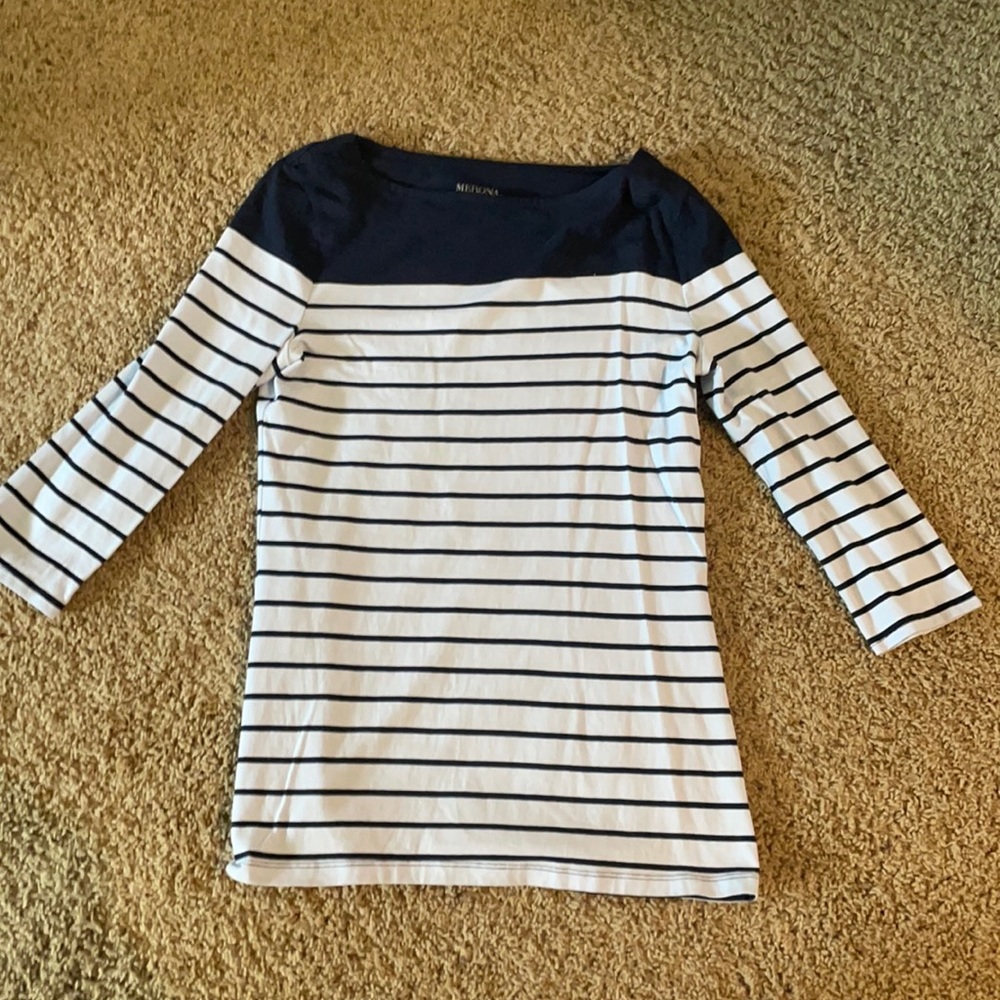 Navy and periwinkle blue striped shirt